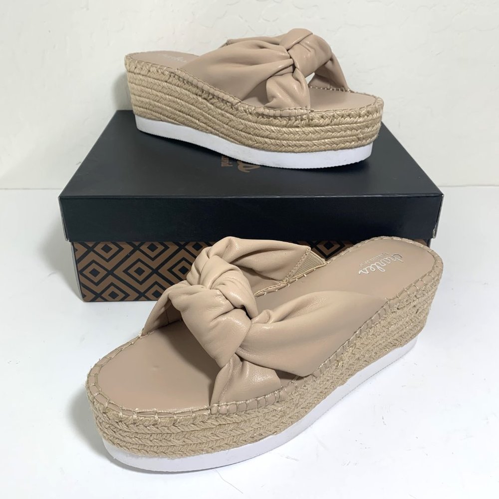 Charles by Charles David Scoop Espadrilles Sandals Slip On Platforms Nude Size 9